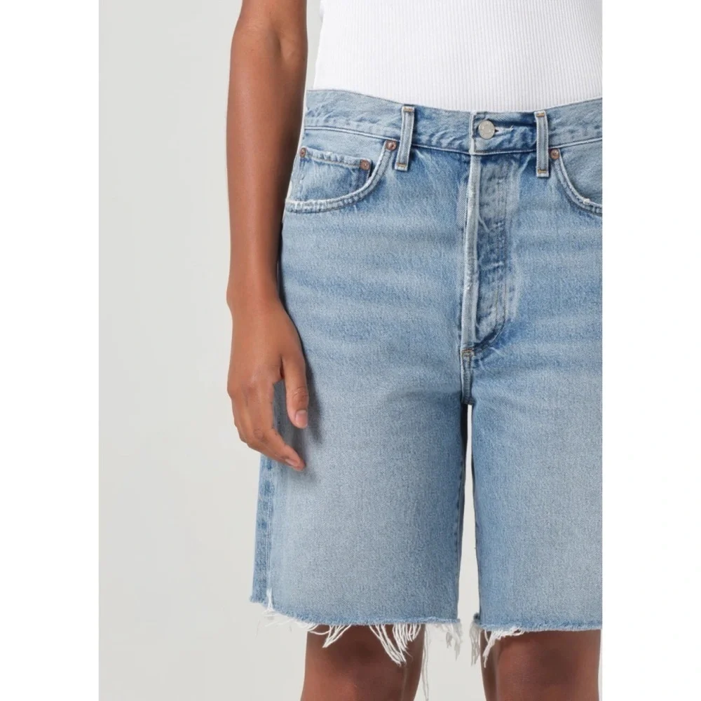 AGOLDE 90s Long Jean Shorts Blue in Force 25